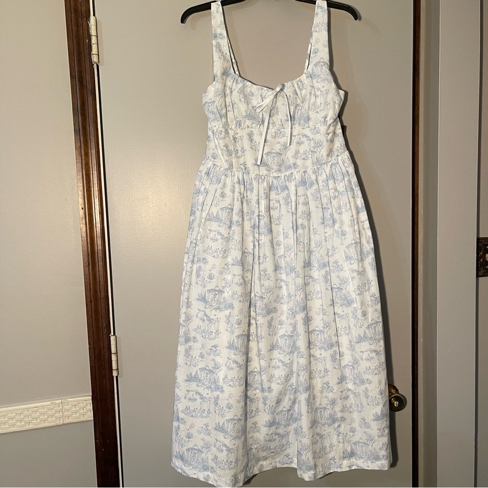 Celebrity Pink  Bridgerton Blue and White Midi Dress NWT Lg